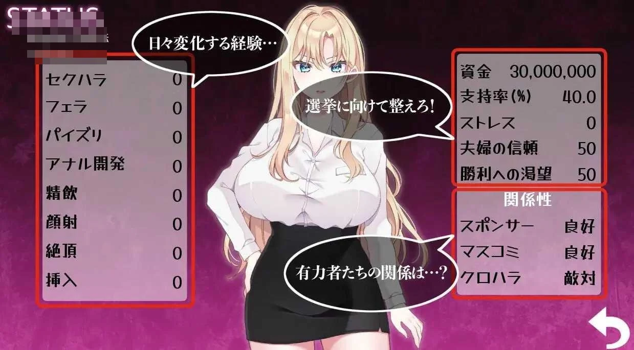 爆乳女议员的竞选记录!输给政敌这种事绝不可能 / NTR POLITICS JP 【官中】【867m】【v2.2】【百度云/FM】【PC+更新】【SLG】